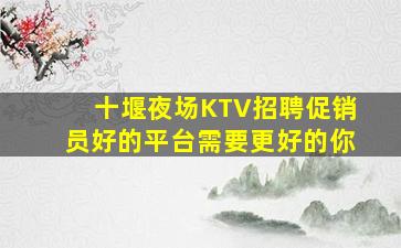 十堰夜场KTV招聘促销员好的平台需要更好的你